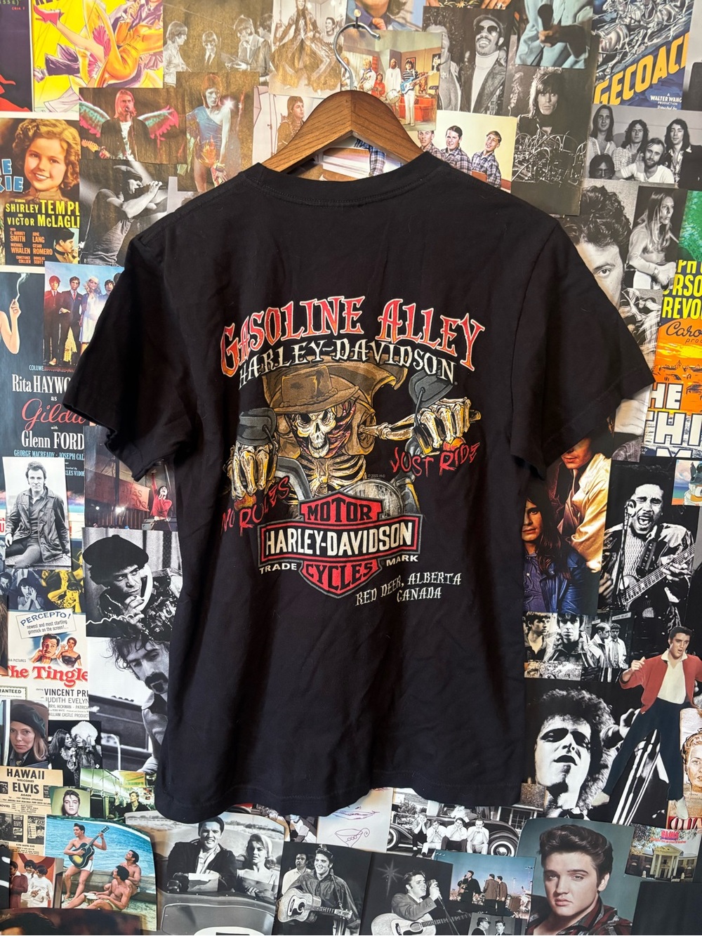 Harley-Davidson Black Short Sleeve 'Gasoline Alley' Graphic Tee with Red Accents